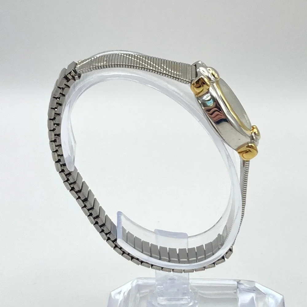 Vintage White Stag Womens Watch Silver Gold Tone Hearts Stretch Band New Battery